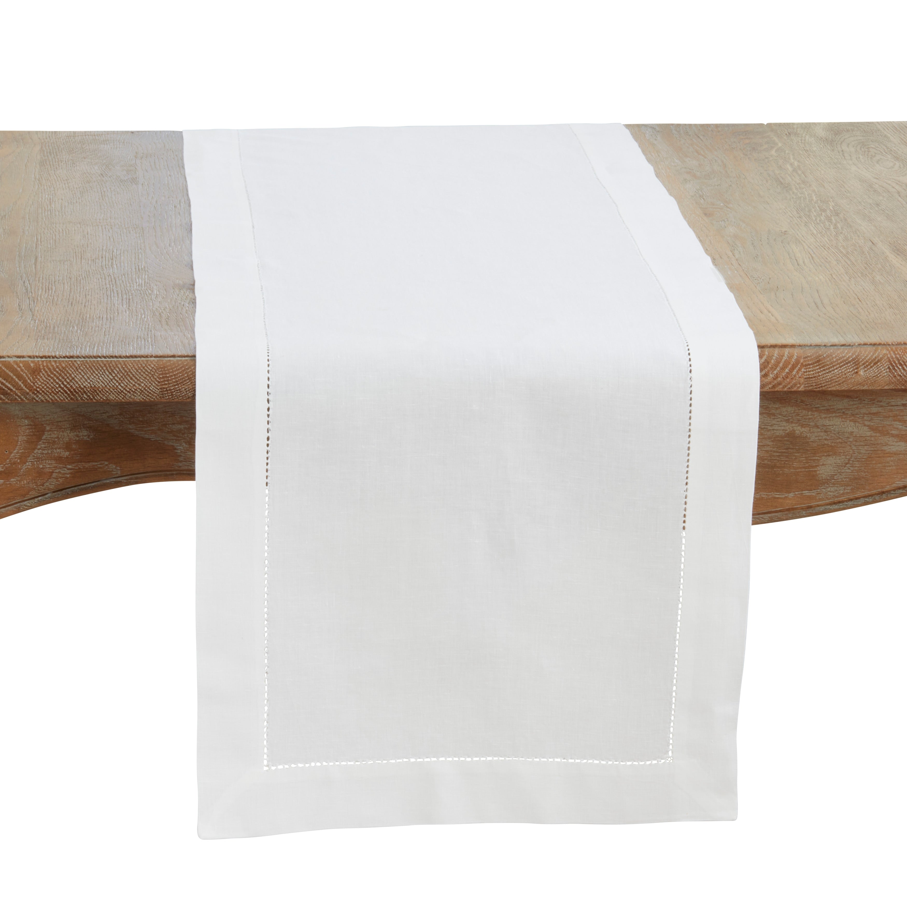 Linen Blend Table Runner Classic Hemstitch Decorative Table Runner For Dining Tables