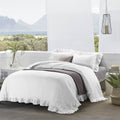 Linen Duvet Cover Set Stone Washed Ruffled Edge