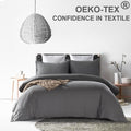 Linen Duvet Cover With Pillow Shams 3 Pieces Set Vintage Stone Washed Fabric Basic Style Corner Ties