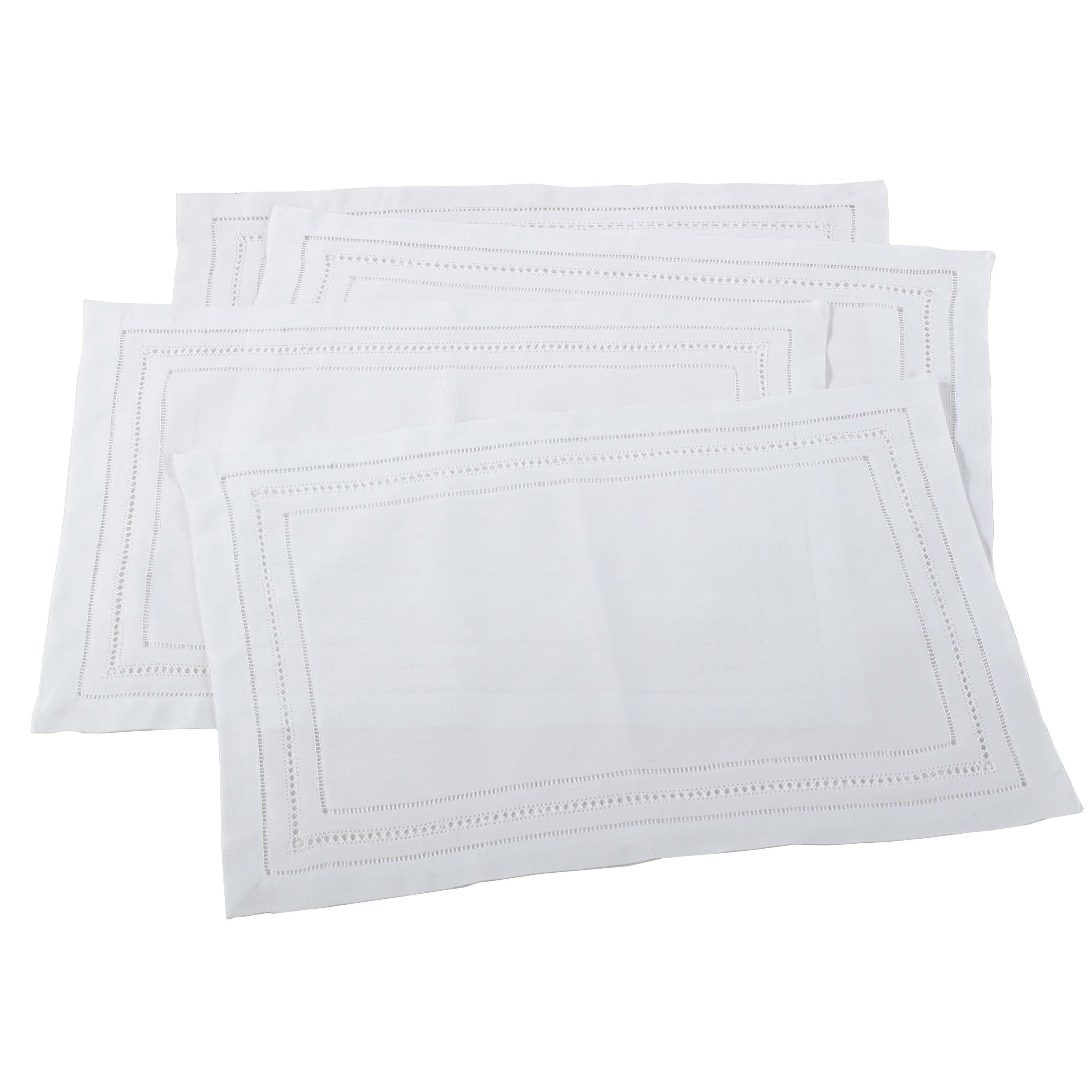 Linen Blend Hemstitched Placement Set Of 4