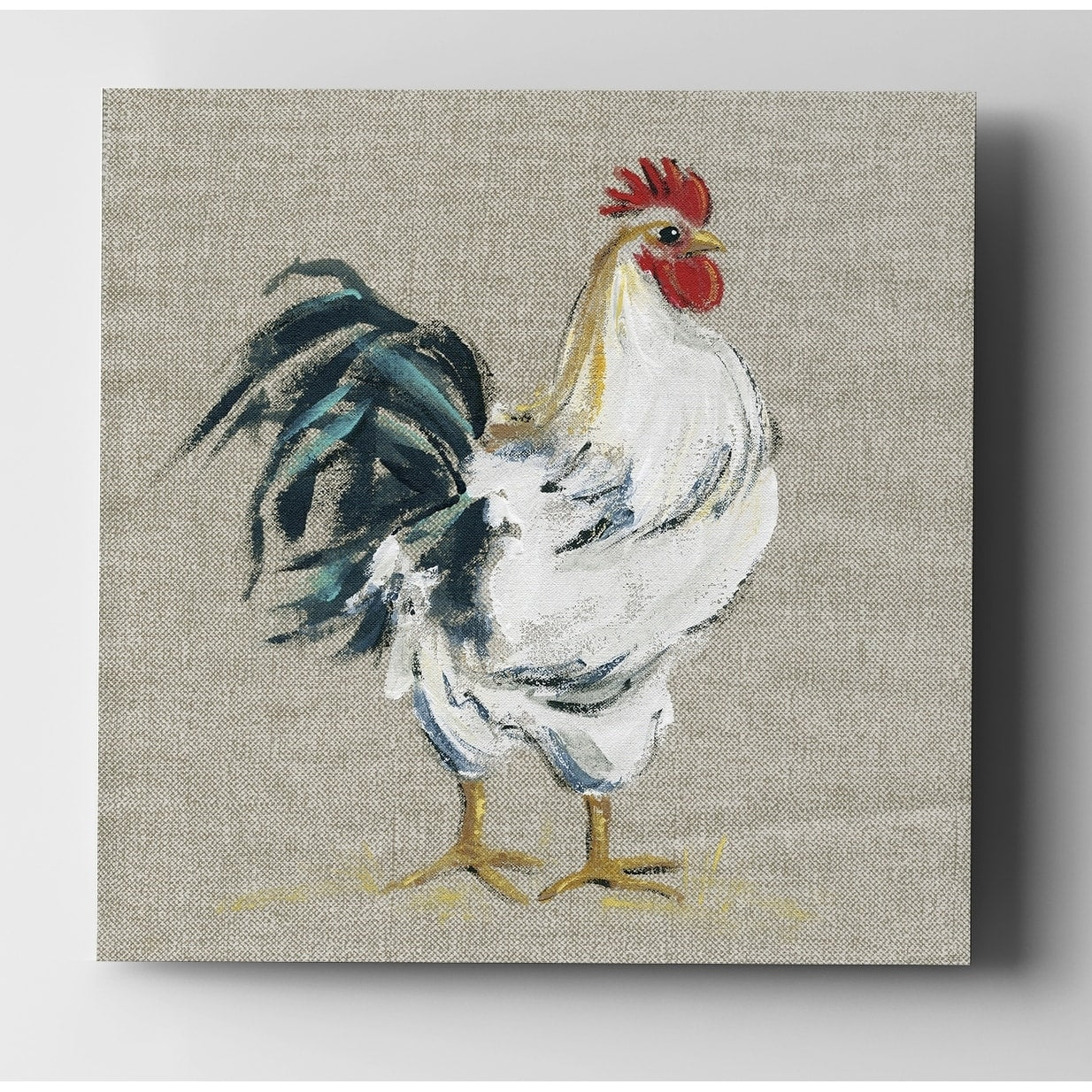 Linen Rooster I Premium Gallery Wrapped Canvas