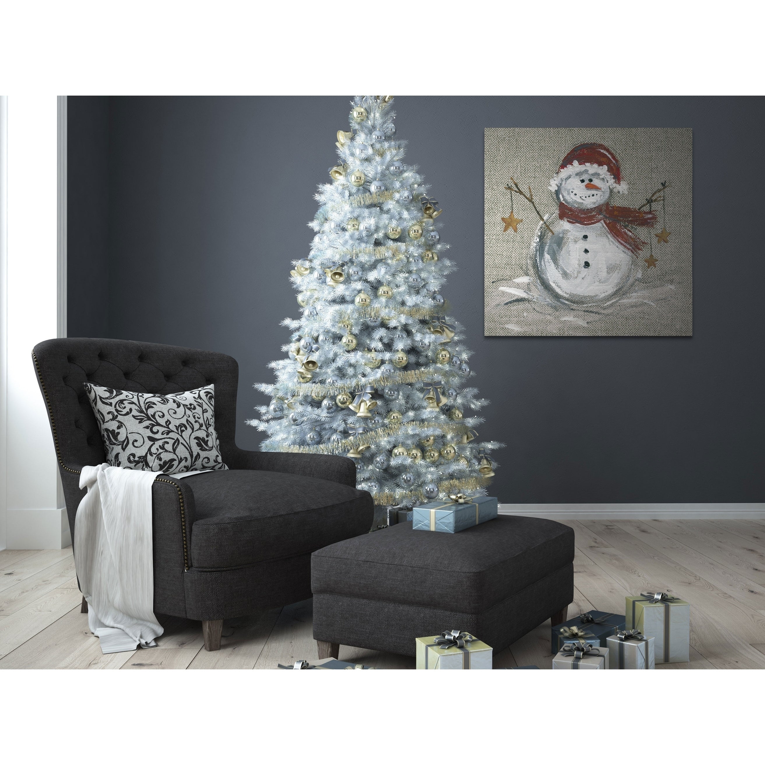 Linen Snowman I Gallery Wrapped Canvas
