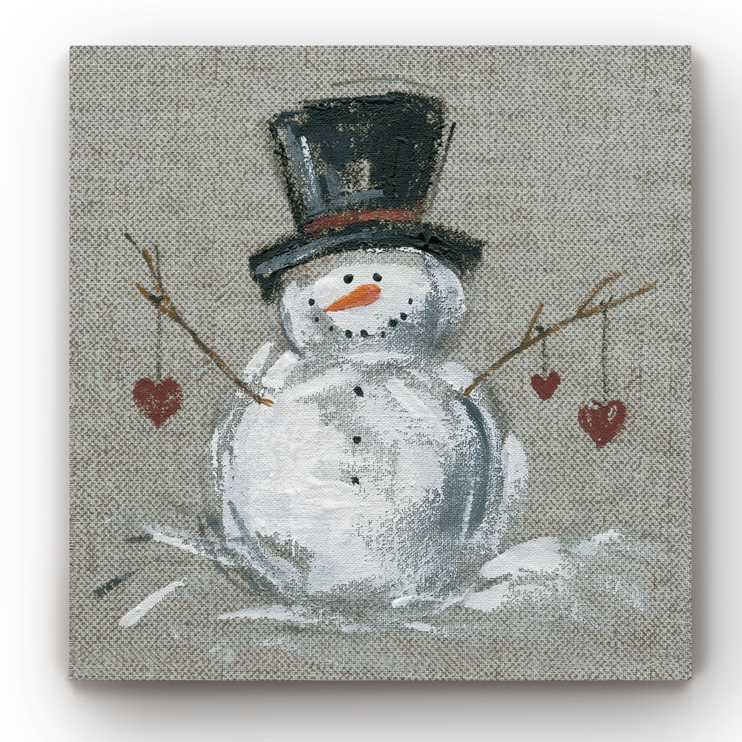 Linen Snowman Ii Gallery Wrapped Canvas