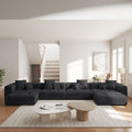 Linen U Shaped Modular Sectional Sofa With Ottoman For Living Room Apartment