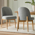 Linen Upholstered Dining Chairs With Solid Wood Legs Set Of 2