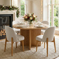 Linen Upholstered Dining Chairs With Solid Wood Legs Set Of 4