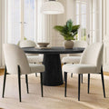 Linen Upholstered Parson Chair With Black Metal Legs Set Of 4