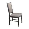 Linen Upholstered Wooden Side Chair With Turned Legs Gray Set Of Two