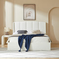 Linen Wingback Hydraulic Lift Up Storage Upholstered Platform Bed