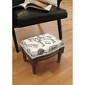 Linen Wood Foam Equestrian Footstool With Wood Stain Finish And Nail Heads