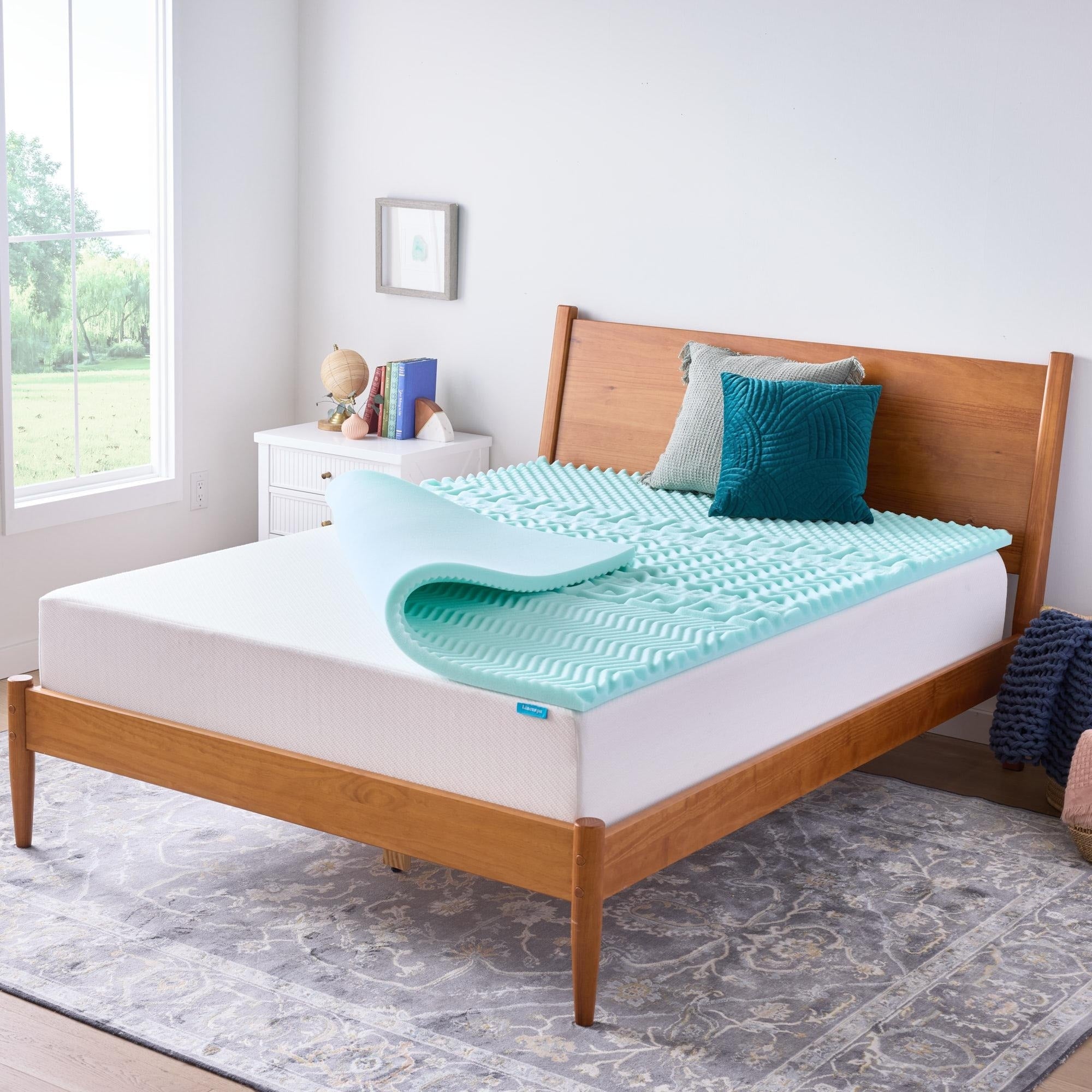 Linenspa 1.5 7 Zone Cooling Gel And Green Tea Memory Foam Mattress Topper Twin