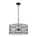 Lineo Matte Black Metal And Clear Crystal 6 Light Chandelier