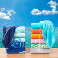2 Pack 100 Cotton Jacquard Plush Nautical Beach Towel