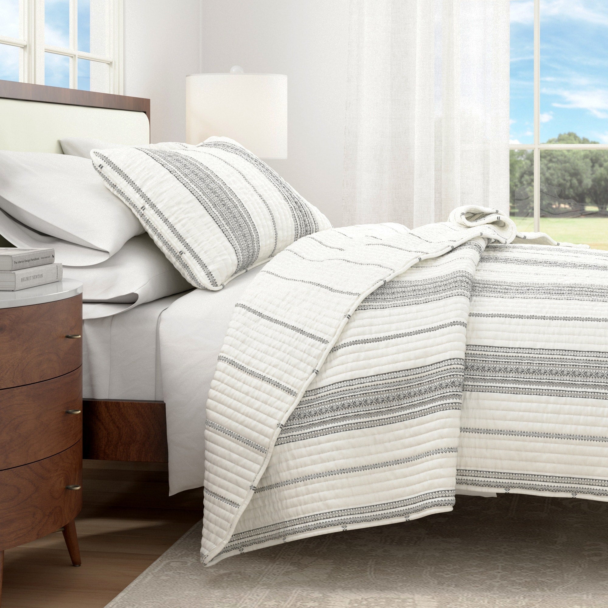 Wesley Striped 3 Piece Quilt Set