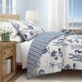 Great Bay Home Catalina Reversible 3 Piece Coastal Quilt Set