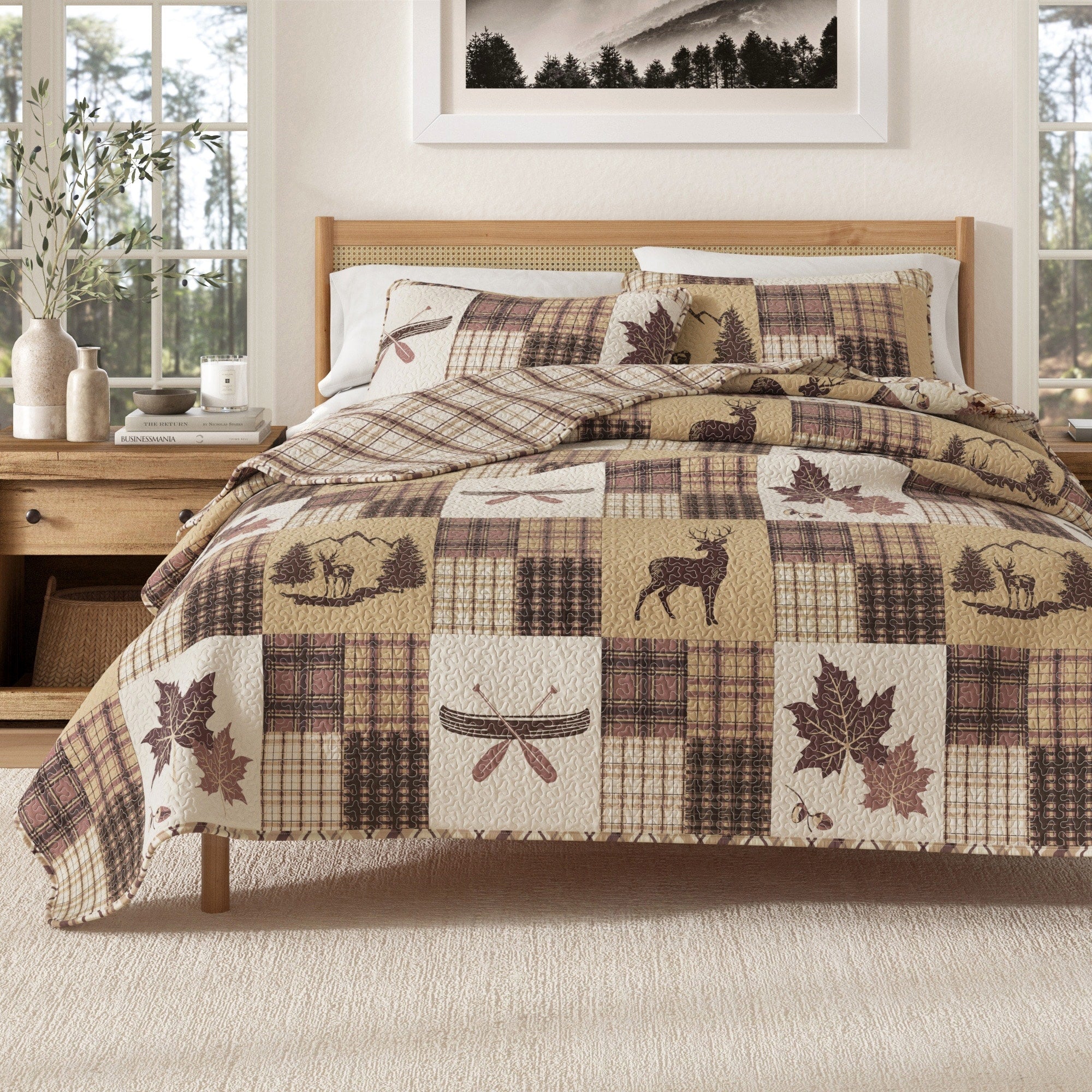Redwood Collection 3 Piece Lodge Quilt Set With Shams