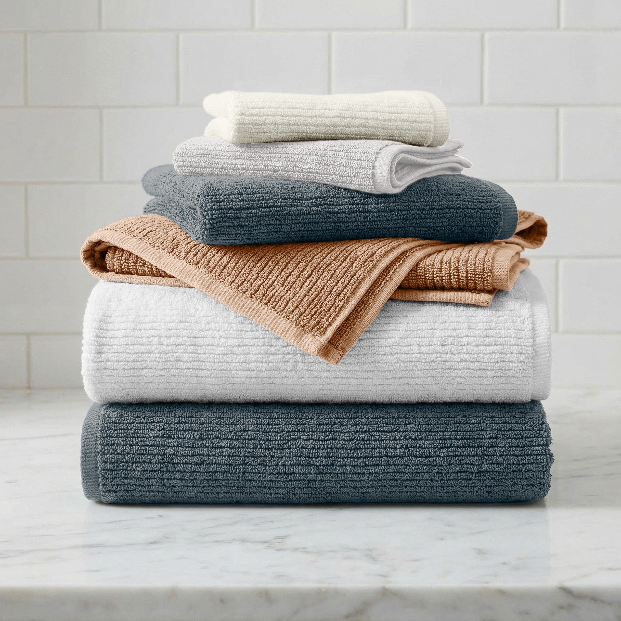 Linery Co. Turkish Cotton Textured 6 Piece Bath Towel Set.