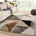 Linnaeus Handmade Geometric Gray Blue Area Rug