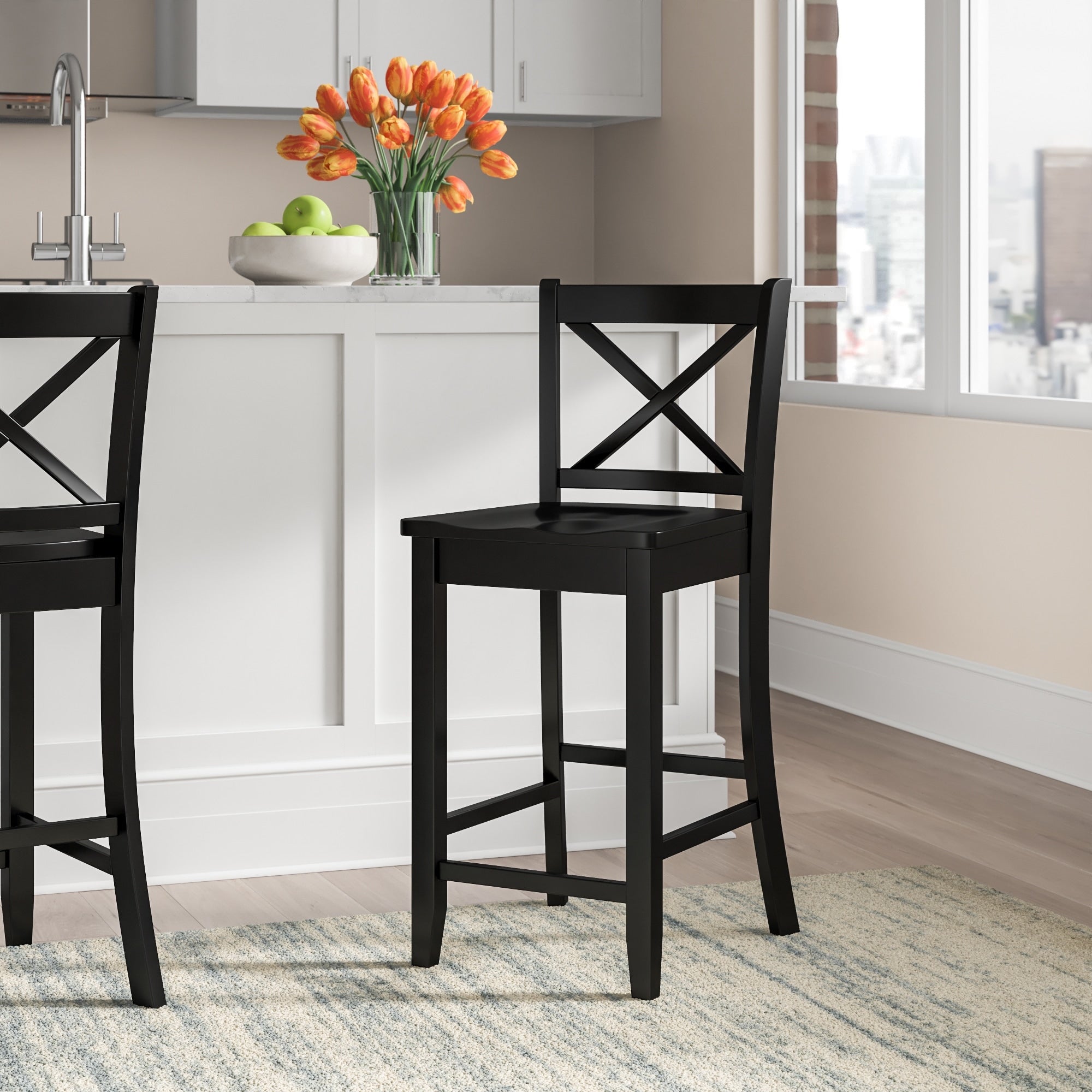 Copper Grove Amravati Ready To Assermble Black Counter Height Stool