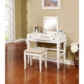 Copper Grove Orhei White Vanity Table Stool And Flip Top Mirror Set