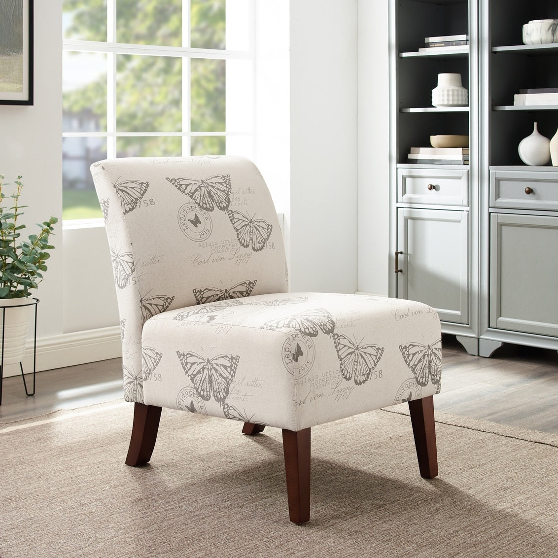 Linon Bradford Accent Chair With Butterfly Print