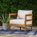 Linon Hoskins Outdoor Wood Club Chair With Cushions