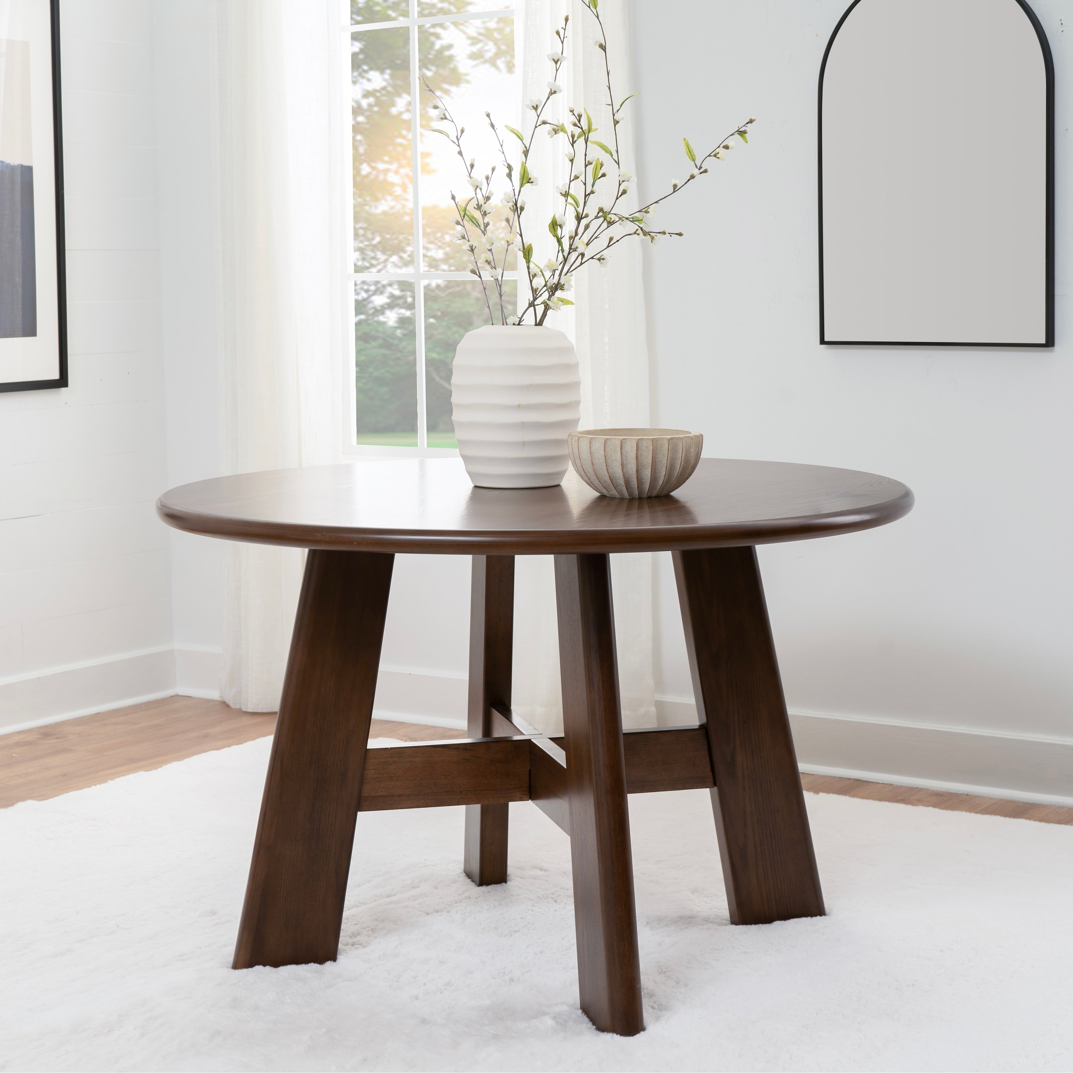 Linon Curran Walnut Round Wood Dining Table