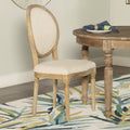 Linon Daphne Natural Brown Elm Wood Linen Oval Back Chair Set Of 2