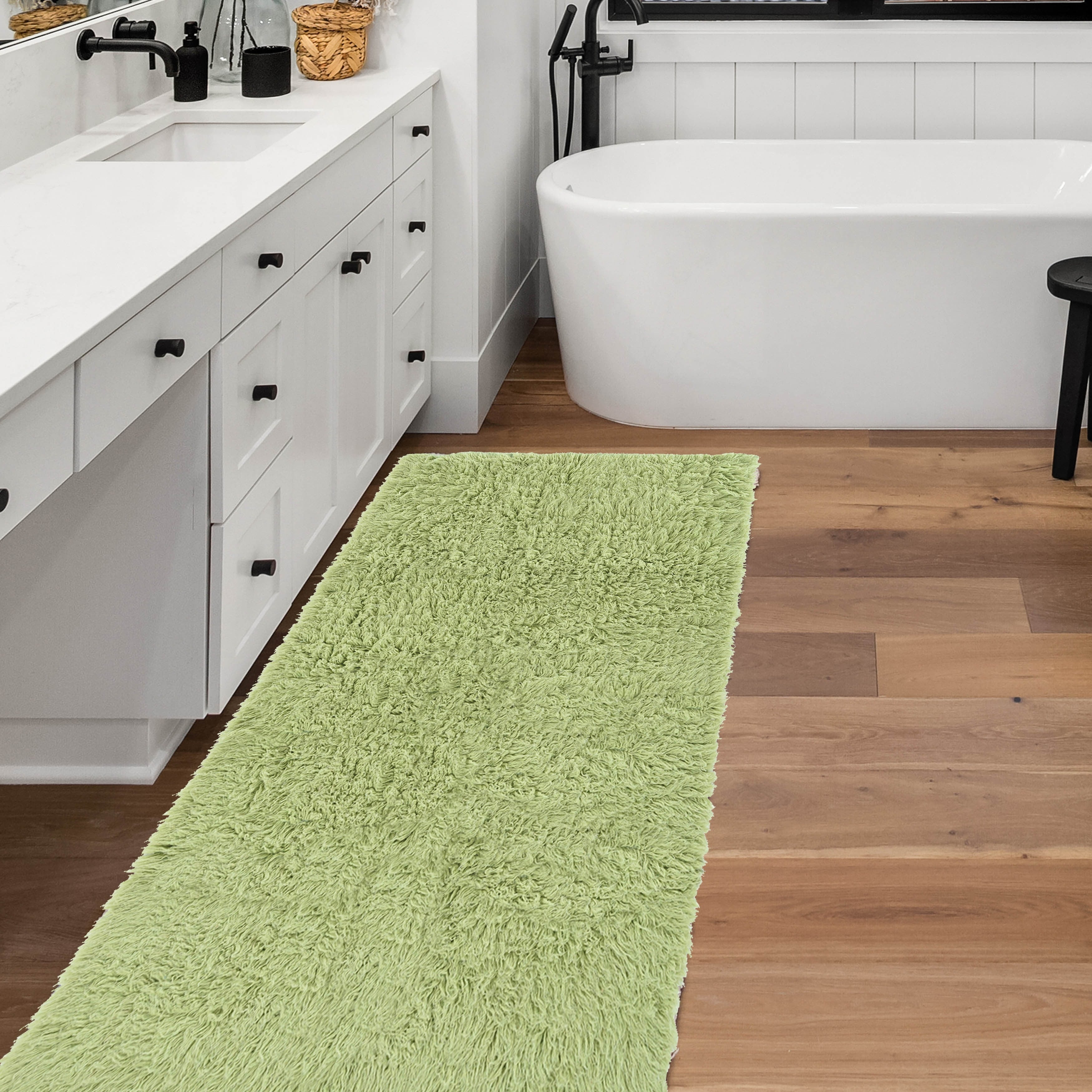 Linon Flokati Heavy Lime Green Rug 2 X 8