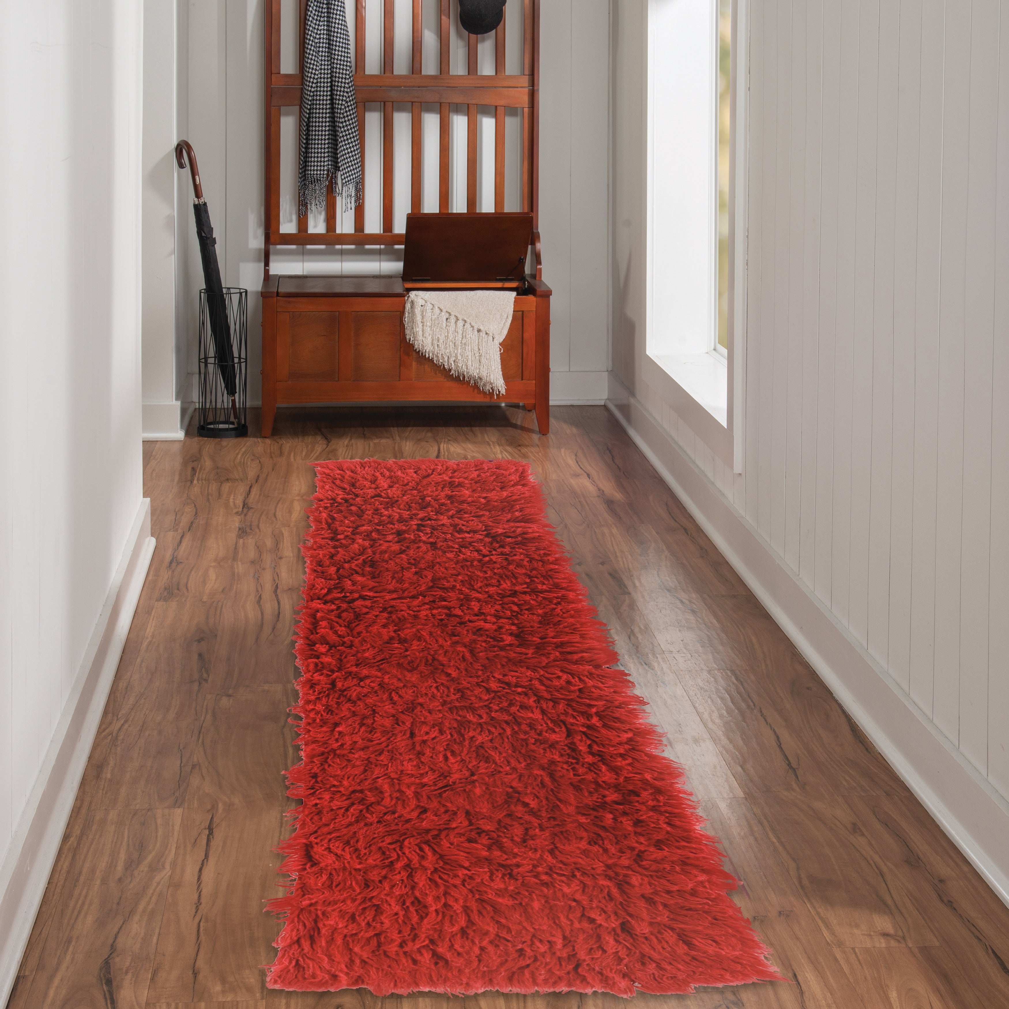 Linon Flokati Heavy Red Rug 2 X 8 2 X 8