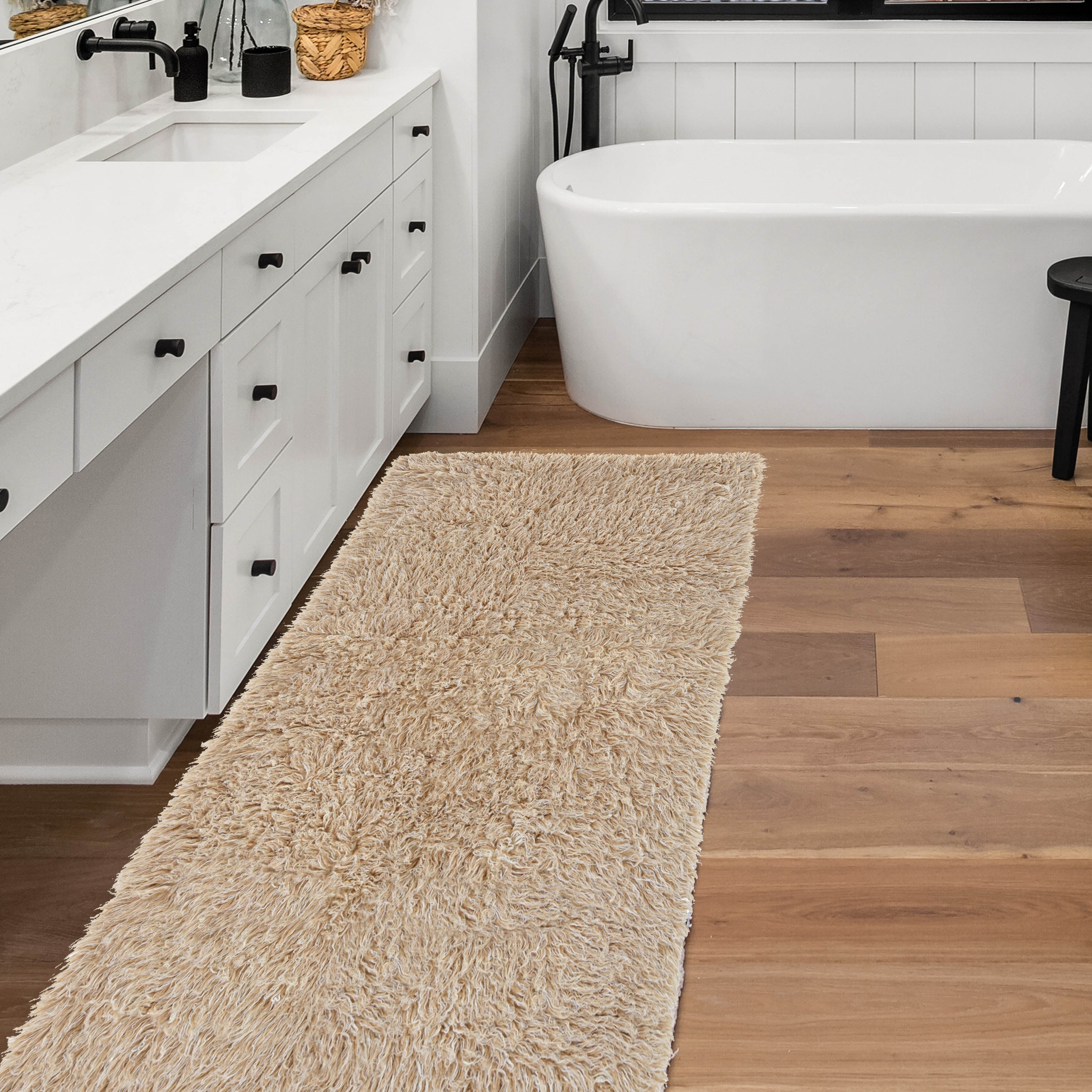 Linon Flokati Heavy Tan Rug 2 X 8
