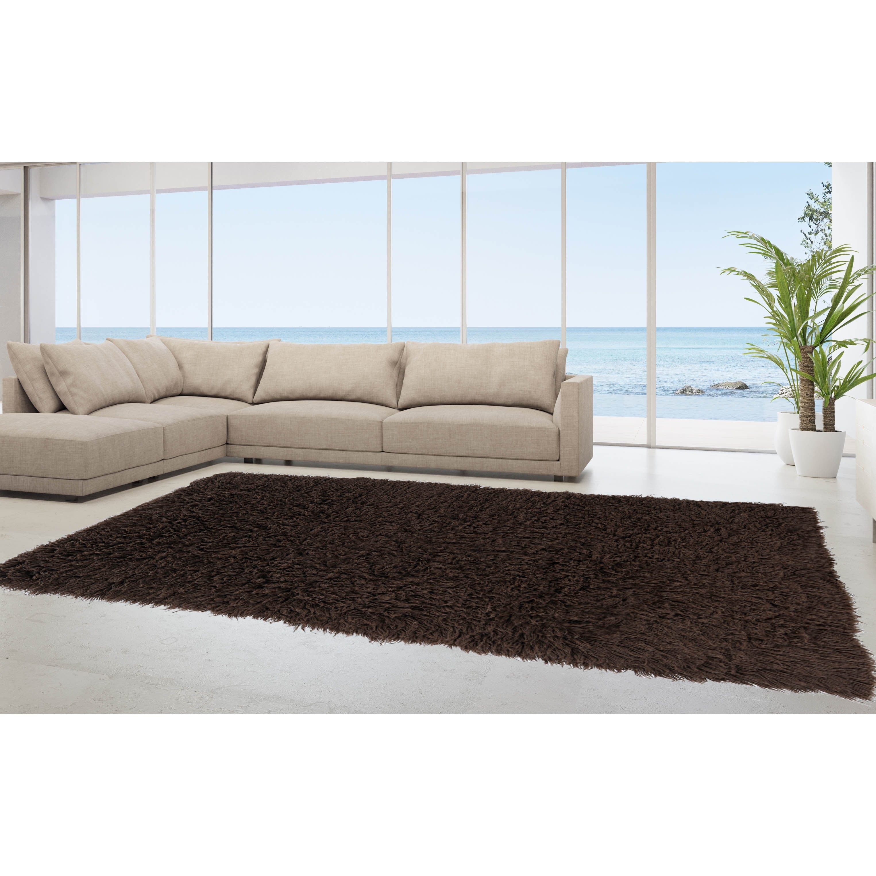 Linon Flokati Super Heavy Cocoa Area Rug 9 X 12 9 X 12