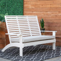 Linon Kessler Outdoor Slatted Back Bench With Cushion