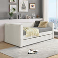 Linon Lukins Cream Upholstered Daybed With Trundle