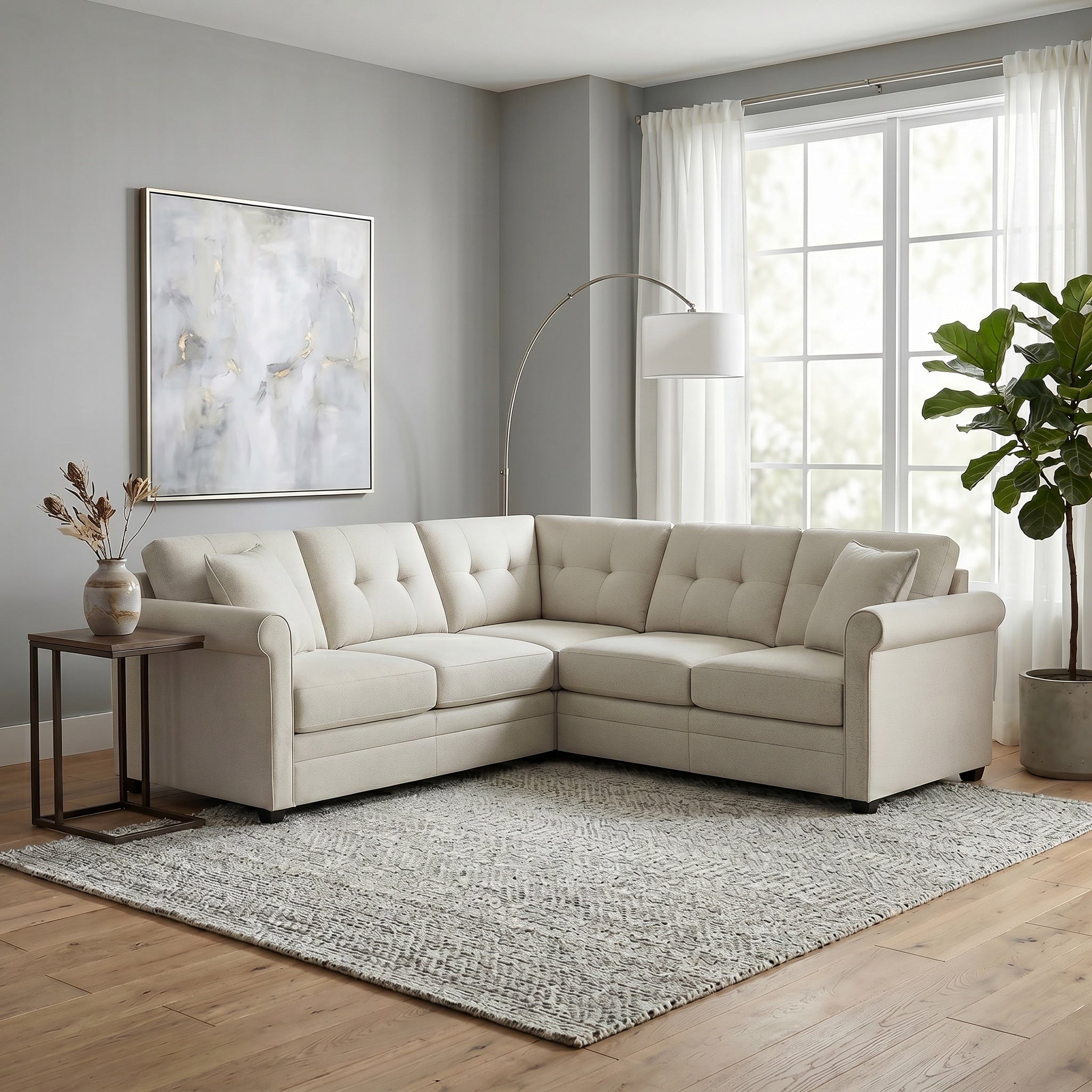 Linon Mallory Modular Upholstered 5 Seater L Shaped Sectional