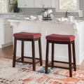 Linon Manhattanesque Backless Counter Stool Red Vinyl Seat
