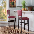 Linon Monte Carlo Stationary Bar Stool Dark Red Vinyl