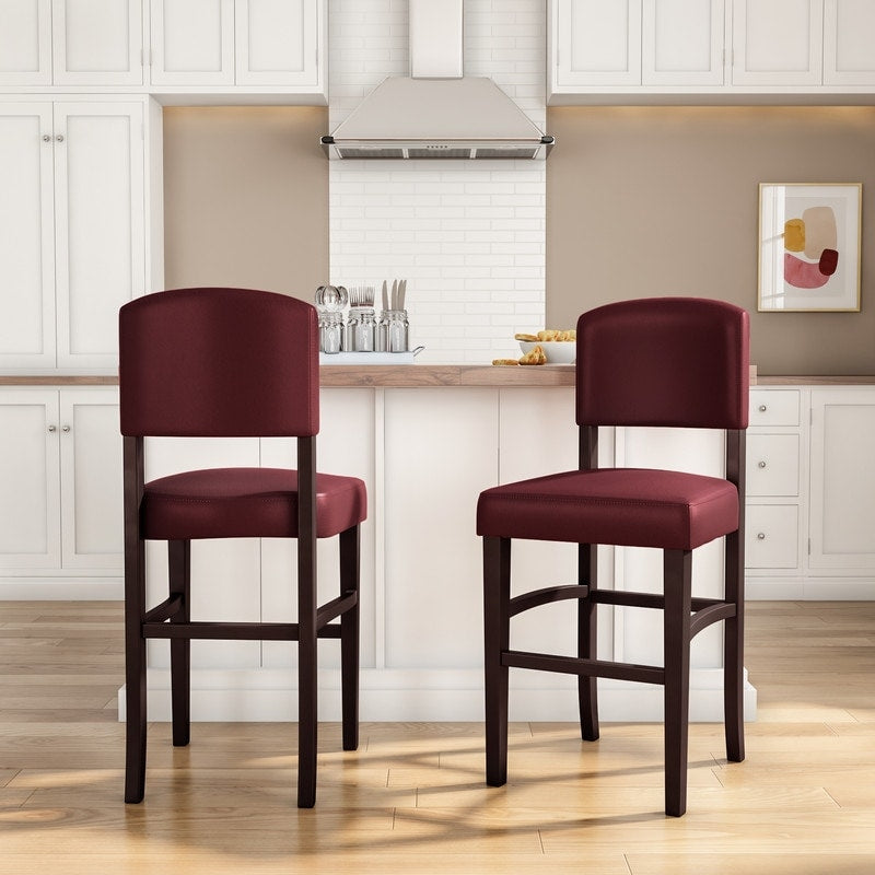 Linon Monte Carlo Stationary Counter Stool Dark Red Vinyl