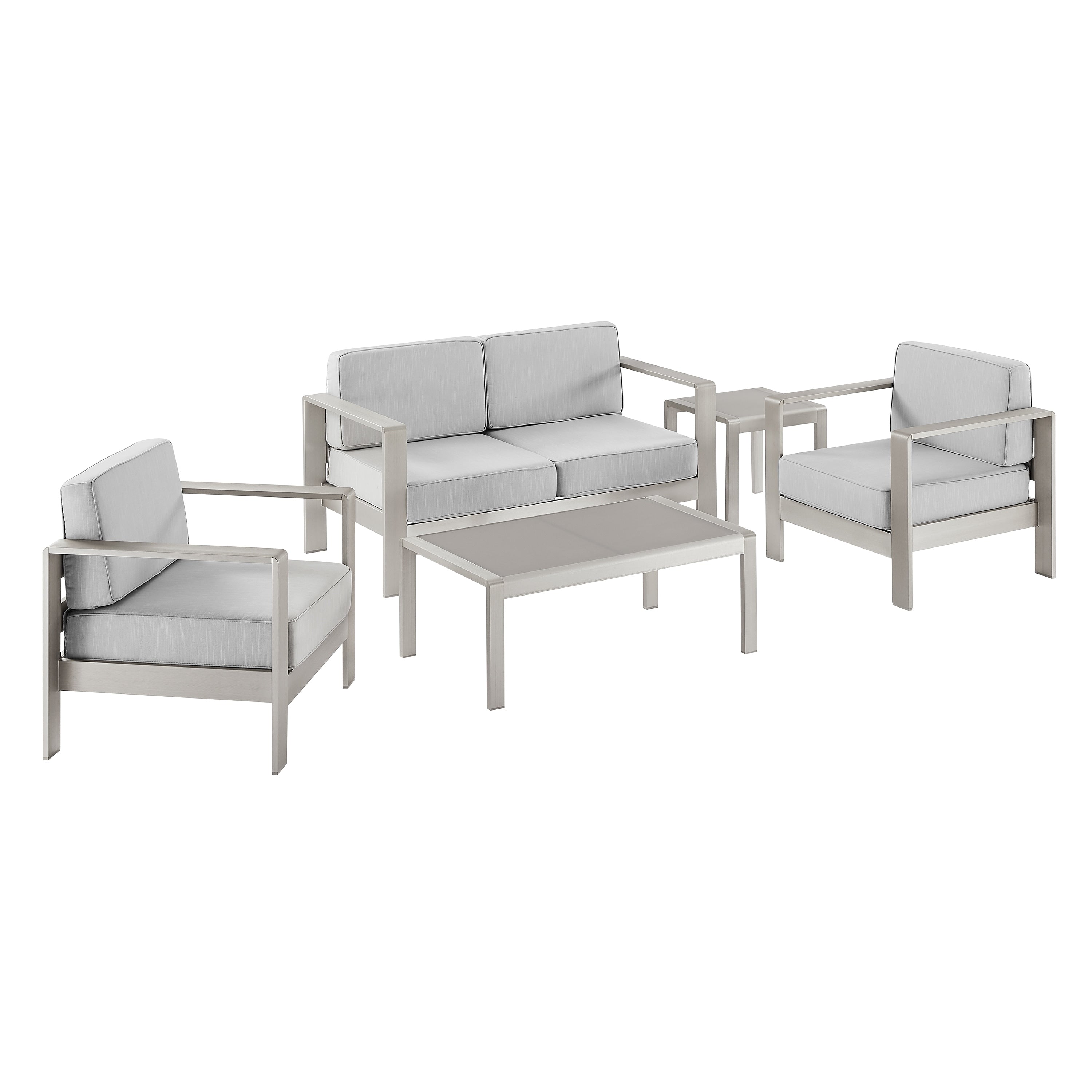 Linon Nordwind Aluminum Outdoor 2 Seater Sofa 5Pc Patio Set