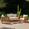 Linon Ochoa Outdoor Wood Loveseat And Chairs 4 Pc Set