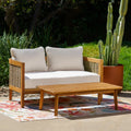 Linon Ochoa Outdoor Wood Loveseat And Table