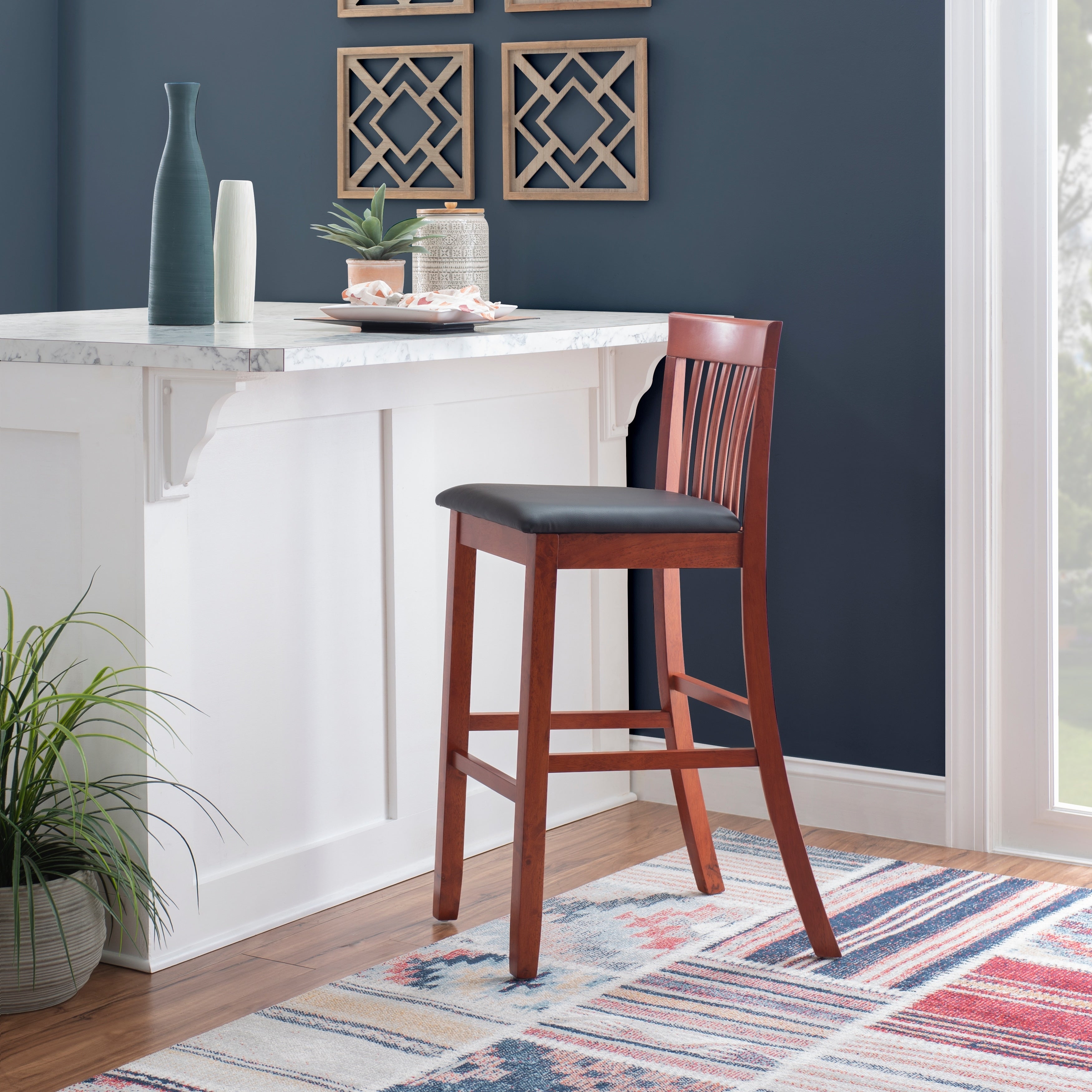 Linon Piedmont Dark Cherry Mission Back Bar Stool