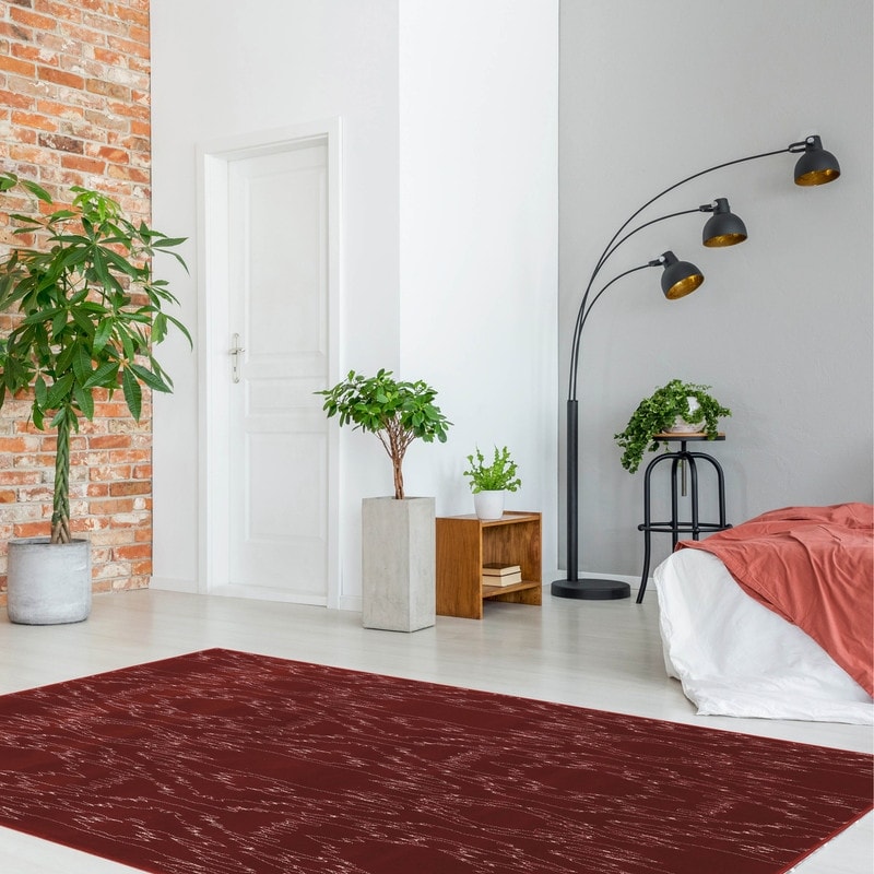 Linon Prisma Electric Red Rug 53 Inch X 76 Inch 5 X 76