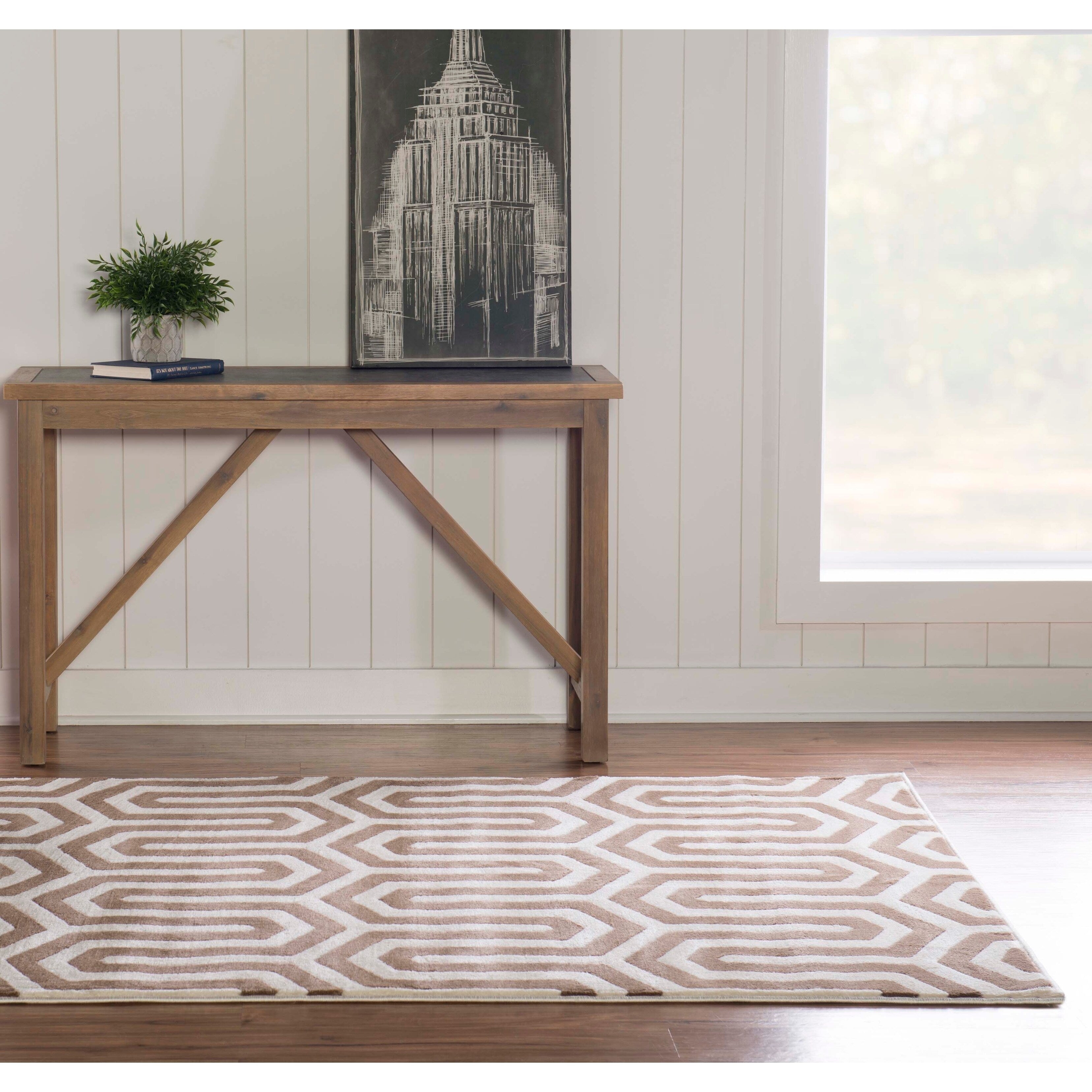 Linon Roma Tangent Ivory Beige Rug 8 X 10 8 X 10