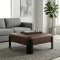 Linon Sanson Brown Square Upholstered Coffee Table Ottoman
