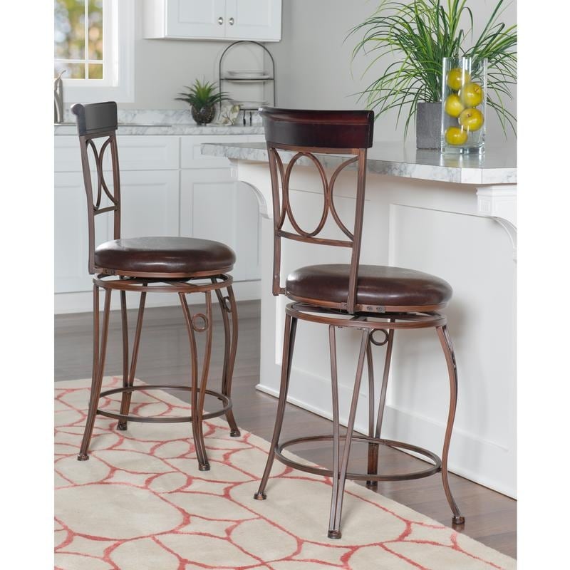 Linon Spirals Back Design Counter Stool Brown Pvc