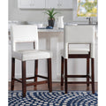Porch Den Warren 24 Inch White Faux Leather Stationary Stool