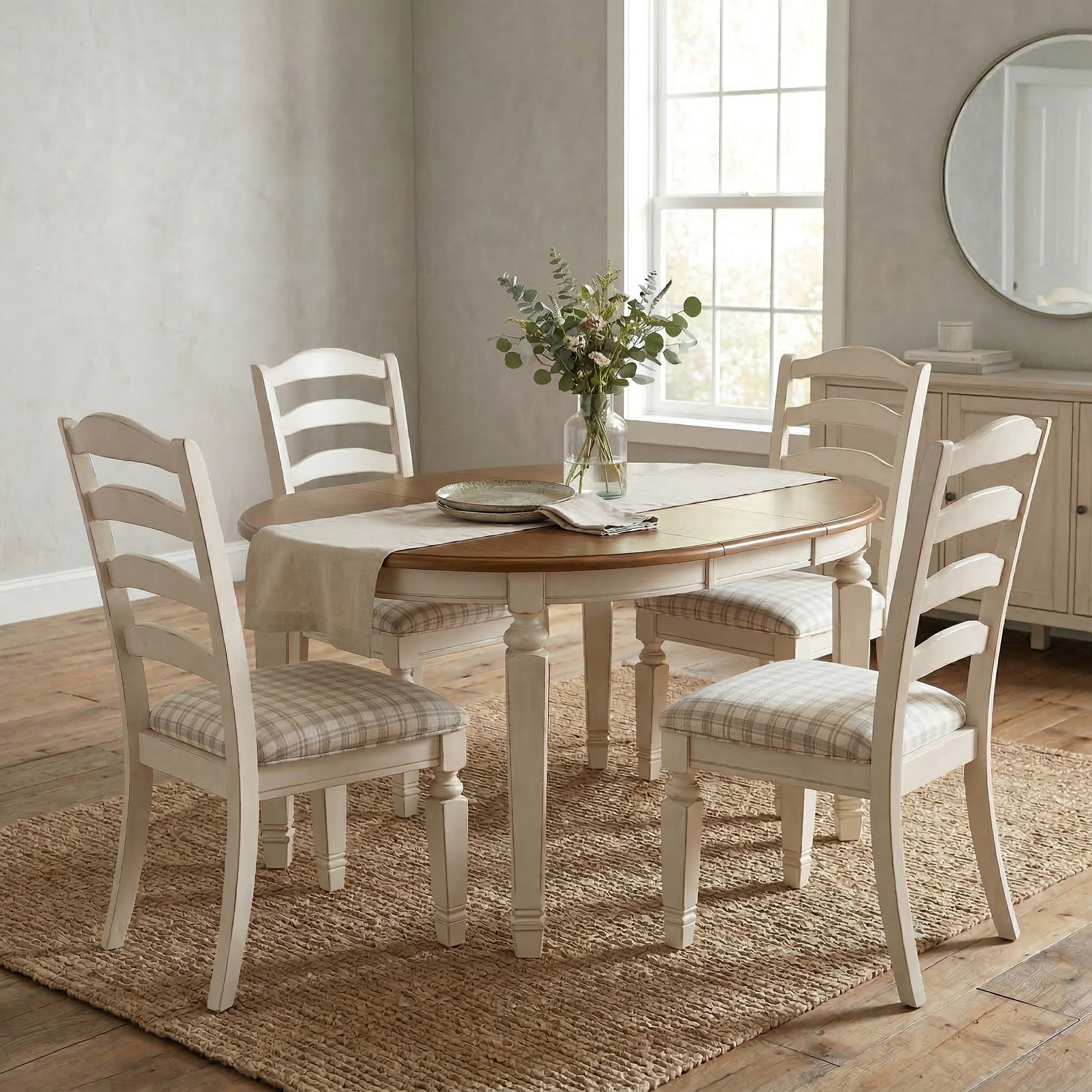 Linon Welliver 5Pc Round Extendable Wood Dining Set