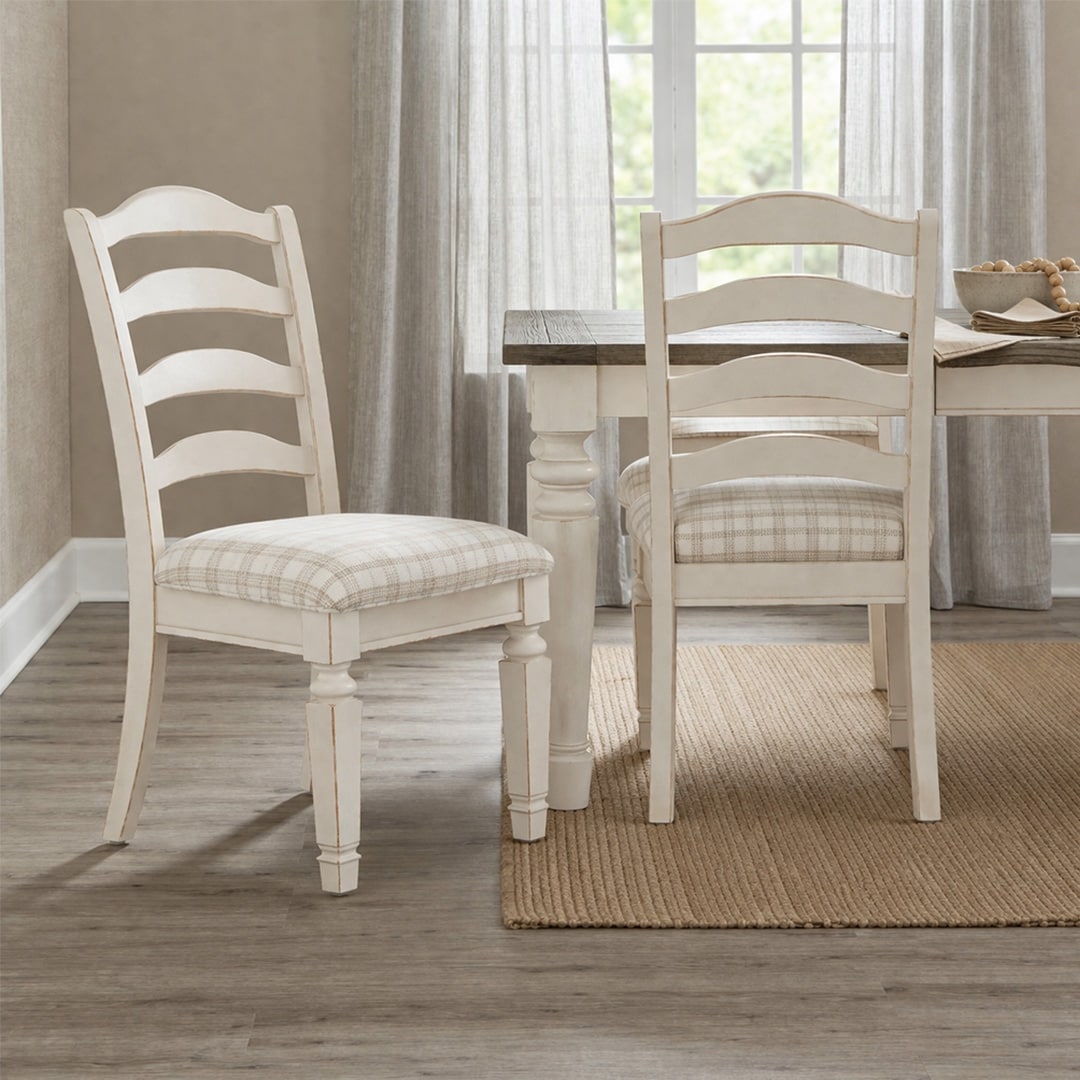 Linon Welliver Plaid Upholstered Seat Wood Side Chair Set Of 2