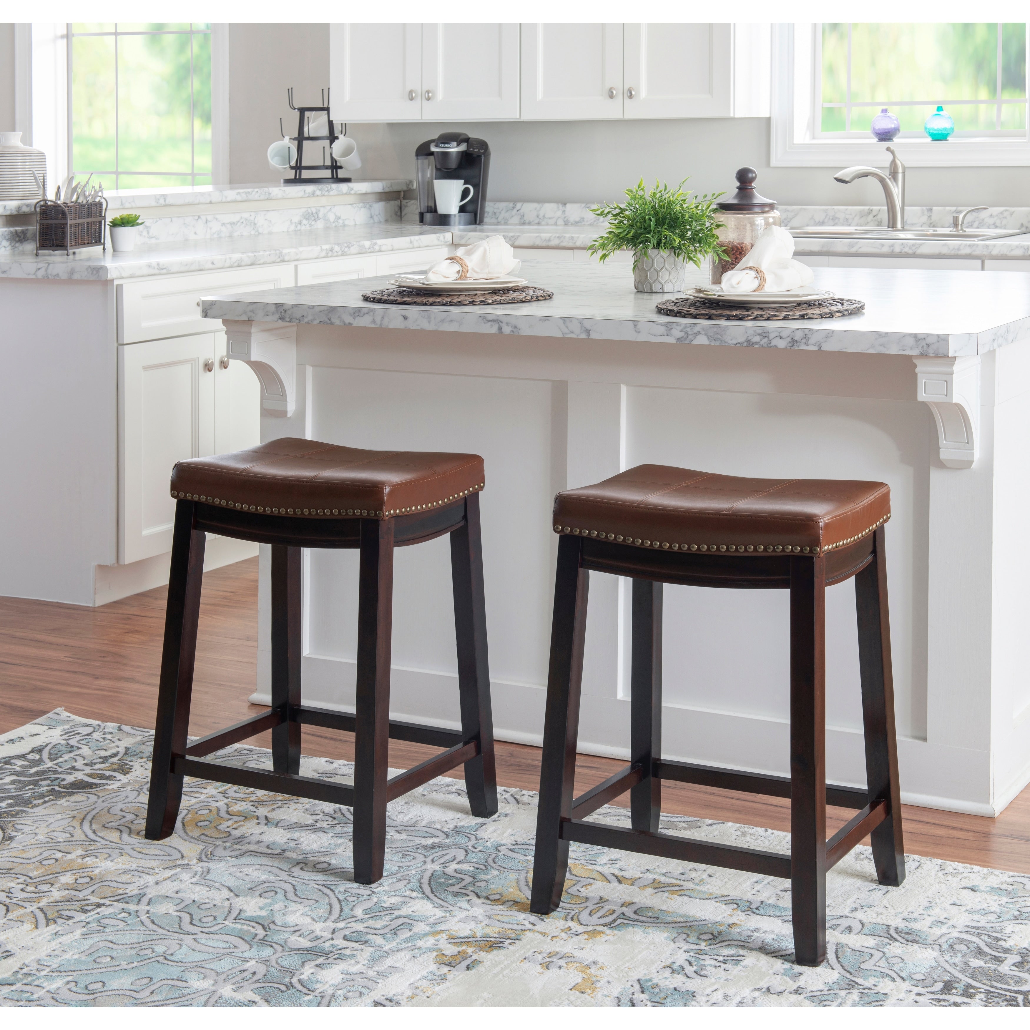 Manhattanesque Cognac Pu Counter Stool